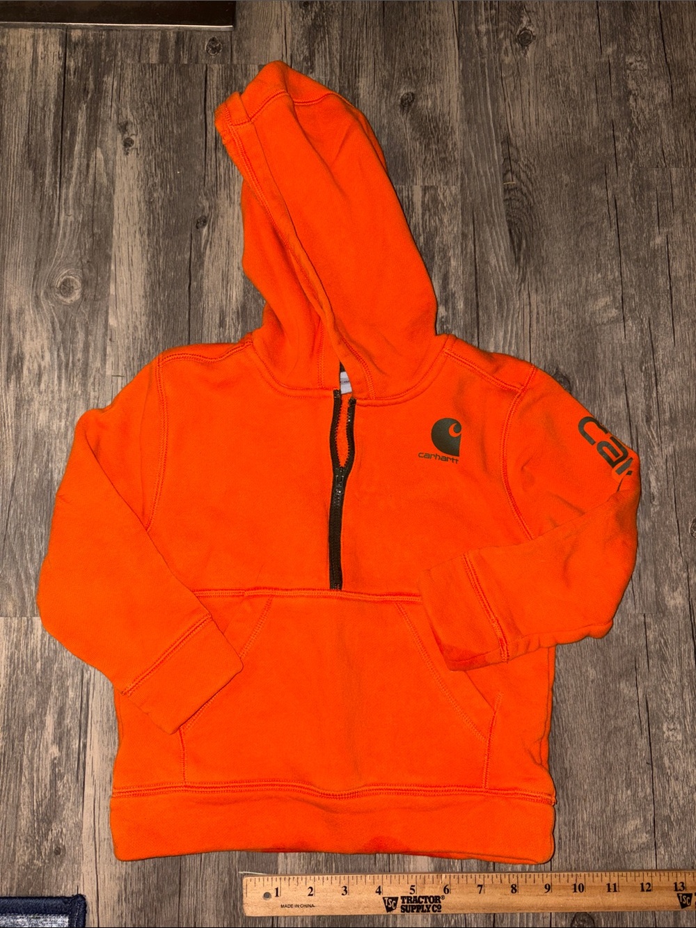 Carhartt Kids' Safety Orange Half-Zip Hoodie size 4 T